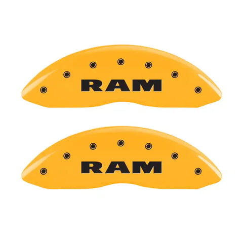 MGP 4 Caliper Covers Engraved Front & Rear RAM Yellow finish black ch