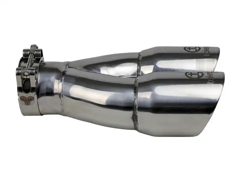 aFe 49T25364-P10 Takeda 2.5in 304 Stainless Steel Clamp-on Exhaust Tip Inlet 3in Dual Outlet - Polished