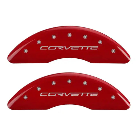 MGP 4 Caliper Covers Engraved Front & Rear C6/Corvette Red finish silver ch