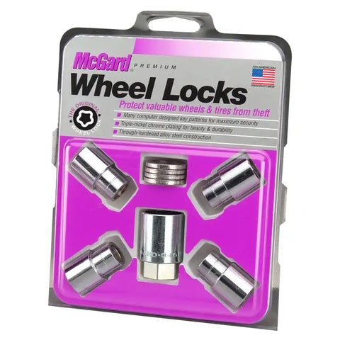 McGard Wheel Lock Nut Set - 4pk. (Reg. Shank Seat) M12X1.5 / 13/16 Hex 1.38in. Length Chrome