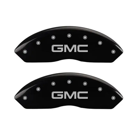 MGP 4 Caliper Covers Engraved Front & Rear GMC Black Finish Silver Char 2019 GMC Arcadia