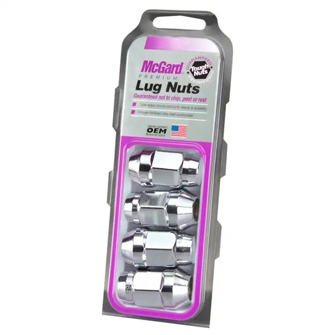McGard Hex Lug Nut (Cone Seat Bulge Style) M14X1.5 / 13/16 1.945in. Length (4-Pack) - Chrome