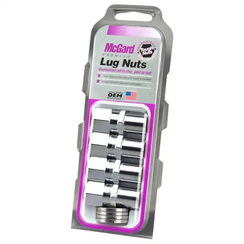 McGard Hex Lug Nut (Drag Racing Reg. Shank) 7/16-20 / 13/16 1.86in. Length (4-Pack) - Chrome