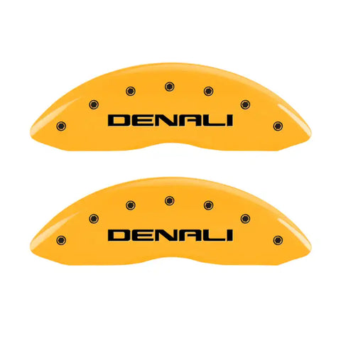 MGP 4 Caliper Covers Engraved Front & Rear Denali Yellow Finish Black Char 2009 GMC Savana 1500
