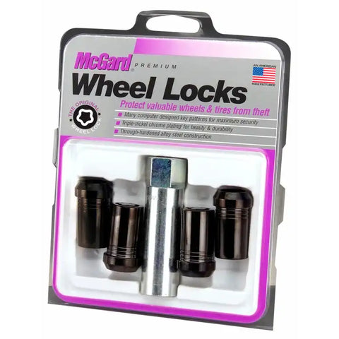 McGard Wheel Lock Nut Set - 4pk. (Tuner / Cone Seat) M14X1.5 22mm Hex 1.648in. Length Black