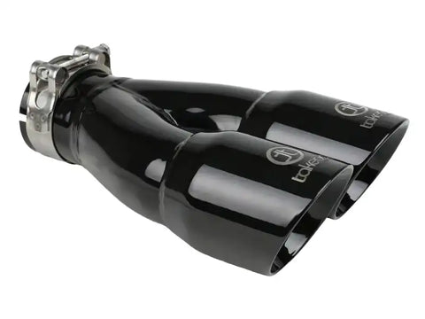 aFe 49T25364-B10 Takeda 2.5in 304 Stainless Steel Clamp-on Exhaust Tip Inlet 3in Dual Outlet - Black