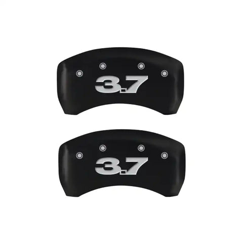 MGP 4 Caliper Covers Engraved Front Mustang Engraved Rear 37 Red finish silver ch