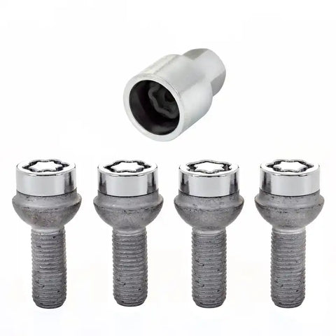 McGard Wheel Lock Bolt Set - 4pk. (Radius Seat) M12X1.5 / 17mm Hex 27.9mm Shank Length Chrome