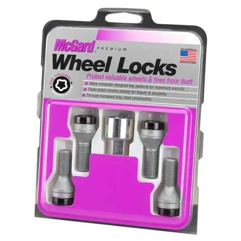 McGard Wheel Lock Bolt Set - 4pk. (Cone Seat) M14X1.5 / 17mm Hex 31.0mm Shank Length Black