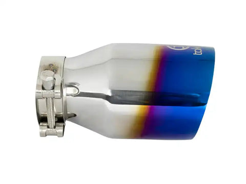 aFe 49T25404-L07 Takeda 304 Stainless Steel Clamp-On Exhaust Tip 2.5in Inlet / 4in Outlet - Blue Flame