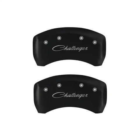 MGP 4 Caliper Covers Engraved Front & Rear Cursive/Challenger Red finish silver ch