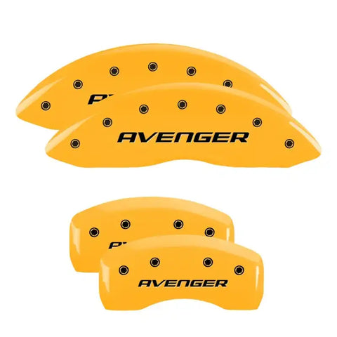 MGP 4 Caliper Covers Engraved Front & Rear With out stripes/Avenger Yellow finish black ch