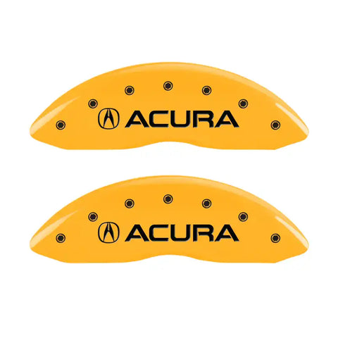 MGP 4 Caliper Covers Engraved Front Acura Engraved Rear MDX Yellow finish black ch