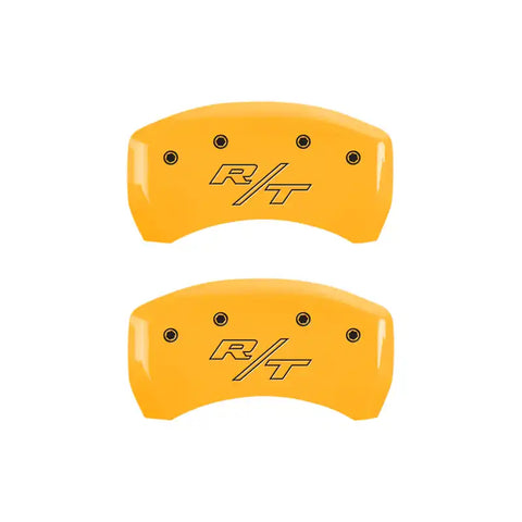 MGP 4 Caliper Covers Engraved Front Challenger Rear RT Yellow Finish Black Char 2006 Dodge Charger