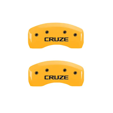 MGP 4 Caliper Covers Engraved Front & Rear Cruze Yellow Finish Black Char 2016 Chevrolet Cruze