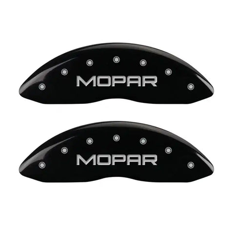 MGP 4 Caliper Covers Engraved Front & Rear MOPAR Black finish silver ch
