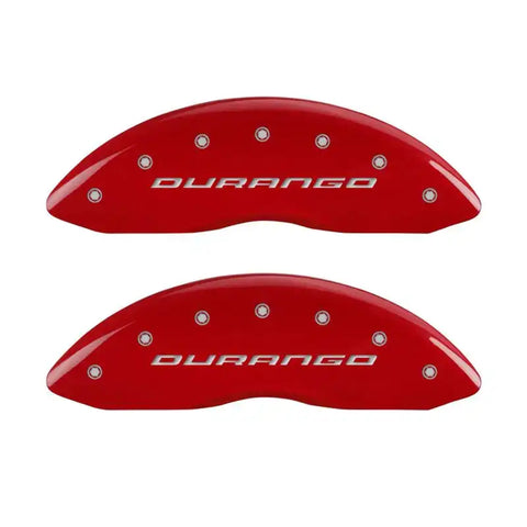 MGP 4 Caliper Covers Engraved Front & Rear With out stripes/Durango Red finish silver ch