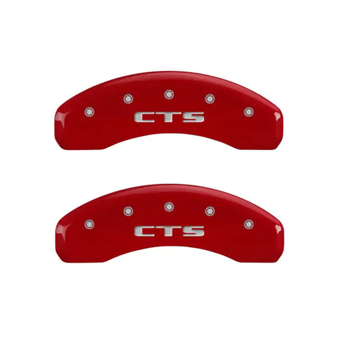MGP 4 Caliper Covers Engraved Front Cursive/Cadillac Engraved Rear CTS Yellow finish black ch