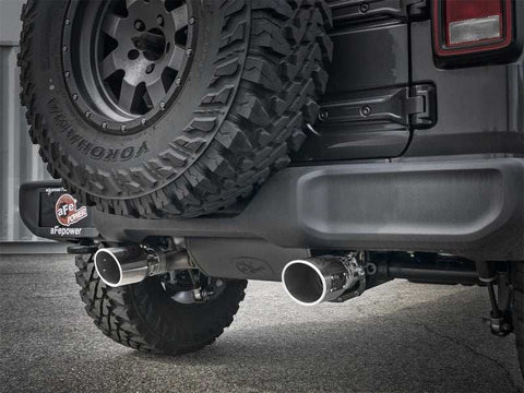 aFe 49-38066-P Rebel Series 2.5in 304 SS Cat-Back Exhaust w/ Polished Tips 2018+ Jeep Wrangler (JL) V6 3.6L