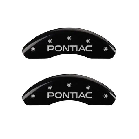MGP 4 Caliper Covers Engraved Front Pontiac Engraved Rear Arrow Black finish silver ch