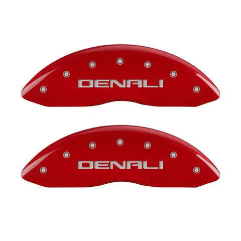 MGP 4 Caliper Covers Engraved Front & Rear Denali Red finish silver ch