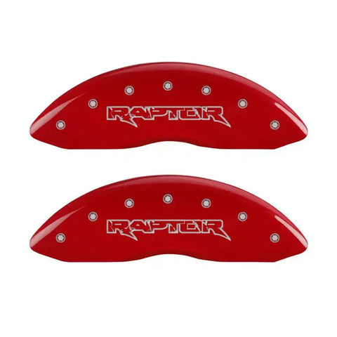 MGP 4 Caliper Covers Engraved Front & Rear Raptor Red finish silver ch