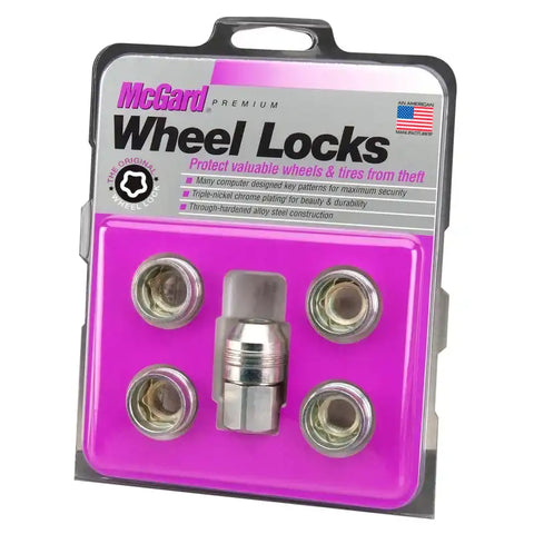 McGard Wheel Lock Nut Set - 5pk. (Under Hub Cap / Cone Seat) M14X.5 22mm Hex .893in. L. Silver