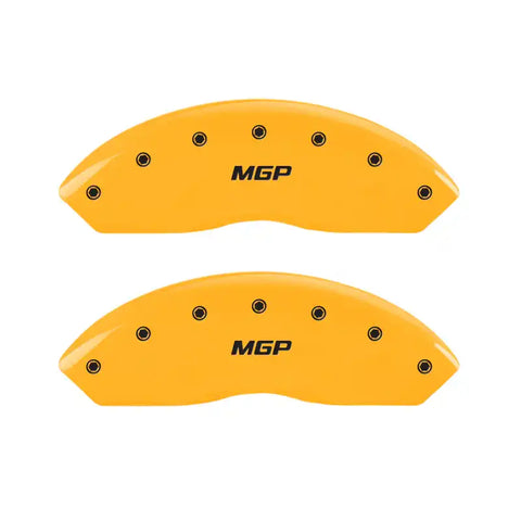 MGP 4 Caliper Covers Engraved Front & Rear MGP Yellow Finish Black Char 2017 Nissan Armada