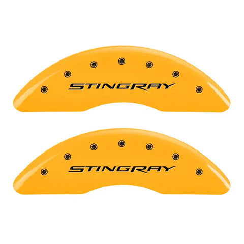 MGP 4 Caliper Covers Engraved Front & Rear Stingray Yellow finish black ch