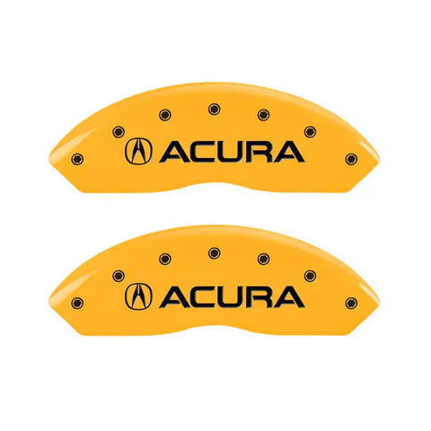 MGP 4 Caliper Covers Engraved Front & Rear Acura Yellow finish black ch