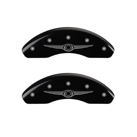 MGP 4 Caliper Covers Engraved Front & Rear Style 1/Chrysler Wing Black finish silver ch