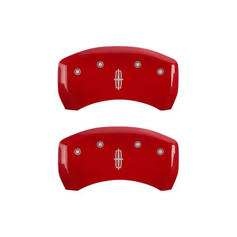 MGP 4 Caliper Covers Engraved Front Lincoln Engraved Rear Star logo Red finish silver ch