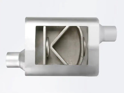 aFe 49M00003 Scorpion Replacement Alum Steel Muffler 2-1/2in In/Out Baffled Offset/Offset 13inL x10inW x4inH
