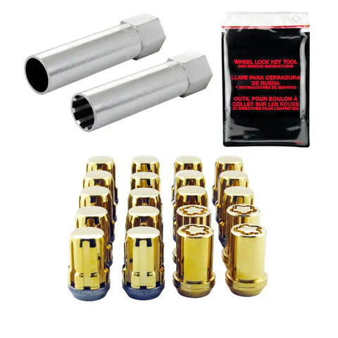McGard SplineDrive Tuner 5 Lug Install Kit w/Locks & Tool (Cone) M12X1.25 / 13/16 Hex - Gold