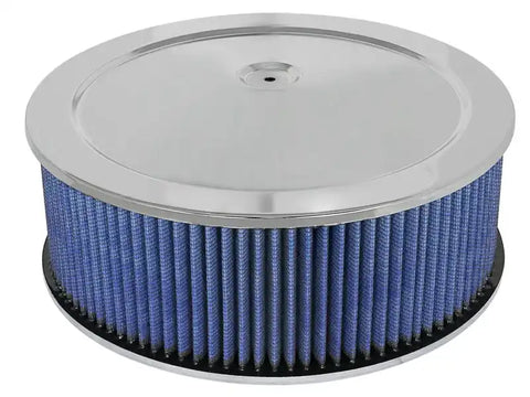 aFe 18-21403 MagnumFLOW Air Filters Round Racing P5R A/F Chrome Assy 14x5: Blk/Blue E/M