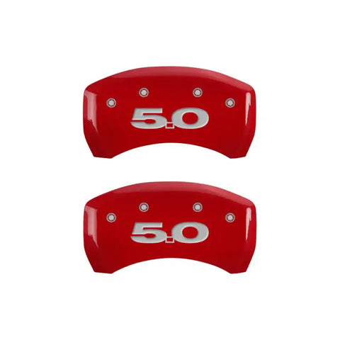 MGP Rear set 2 Caliper Covers Engraved Rear Cobra Red finish silver ch
