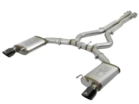 aFe 49-33072-1B MACHForce XP 3in 304 SS Cat-Back Exhausts w/ Black Tips 15-17 Ford Mustang GT V8-5.0L/V6-3.7L