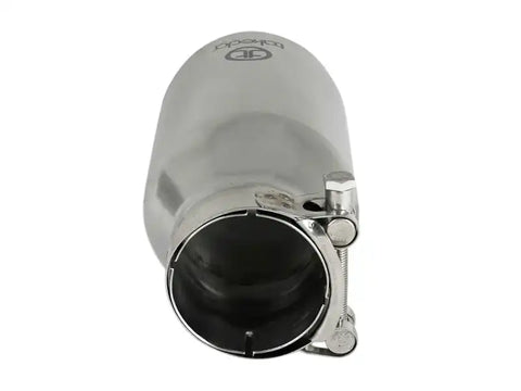 aFe 49T25404-P08 Takeda 304 Stainless Steel Clamp-On Exhaust Tip 2.5in. Inlet / 4in. Outlet 8in. L - Polished