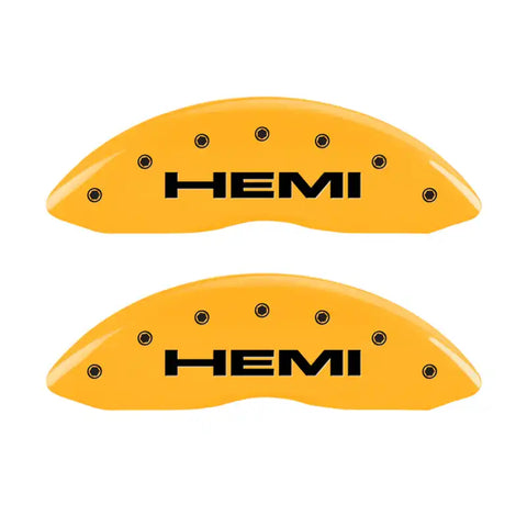 MGP 4 Caliper Covers Engraved Front & Rear Hemi Yellow finish black ch