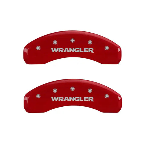 MGP 4 Caliper Covers Engraved Front & Rear WRANGLER Red finish silver ch