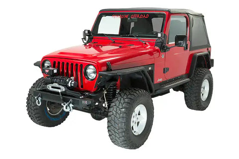 Fishbone Offroad FB21052 - Jeep TJ Winch Plate Steel 97-06 Wrangler Black Textured Powdercoat Piranha Series