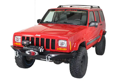 Fishbone Offroad FB22059 - Cherokee XJ Front Winch Bumper W/O Grille Guard Bullhead Steel Black Textured Powdercoat