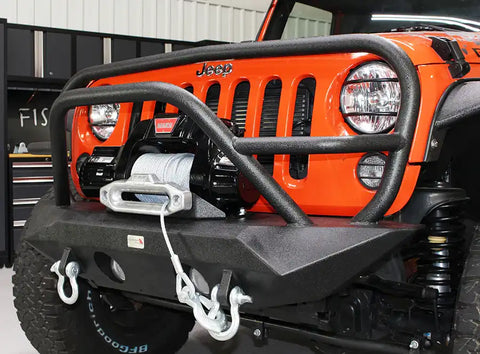 Fishbone Offroad FB22062 - Jeep JK Front Winch Bumper W/Grille Guard 07-18 Wrangler Manowar Series