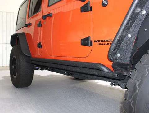 Fishbone Offroad FB23011 - Jeep JK Rock Slider 07-18 Wrangler 4 Door Rubicon Steel Black Textured Powdercoat