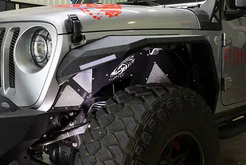 Fishbone Offroad FB33130 - Jeep JL Inner Fenders For 18-Current Wrangler Front/Rear Set of 4 Aluminum Black Powdercoat