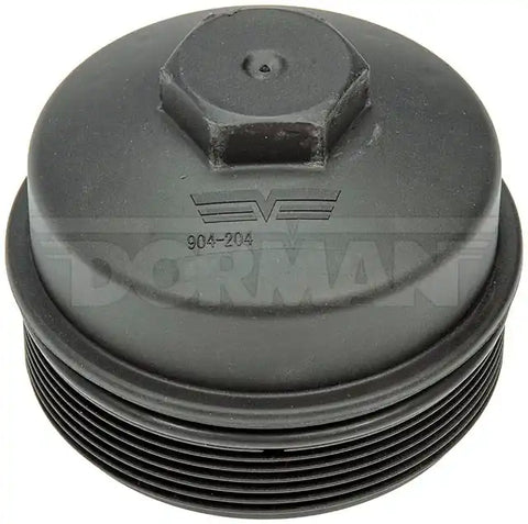 Dorman 904-204CD Fuel Filter Cap OE Solutions ™ OE Replacement 4.13 Inch Diameter 3.15 Inch Length Black Nylon Carded Frame Mounted