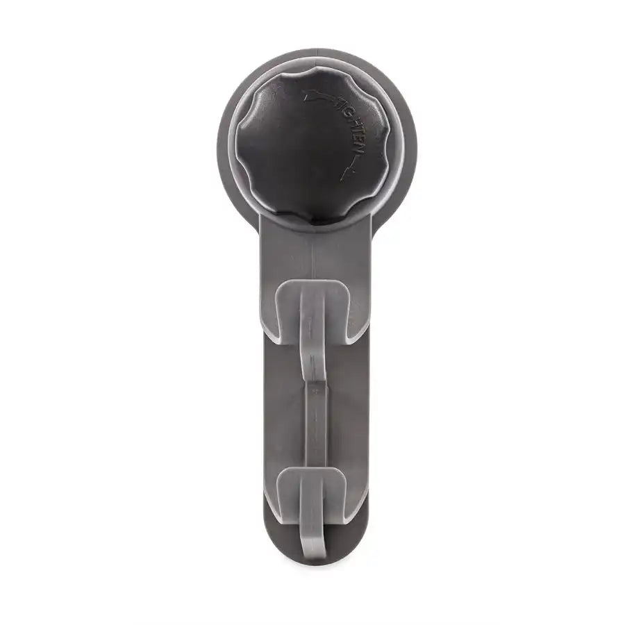 Camco 44028 Multi Purpose Hook Twist-Turn Mechanical Suction Cup Design Use To Hang Towels/ Clothes Gray Double Hook/ Black Knob