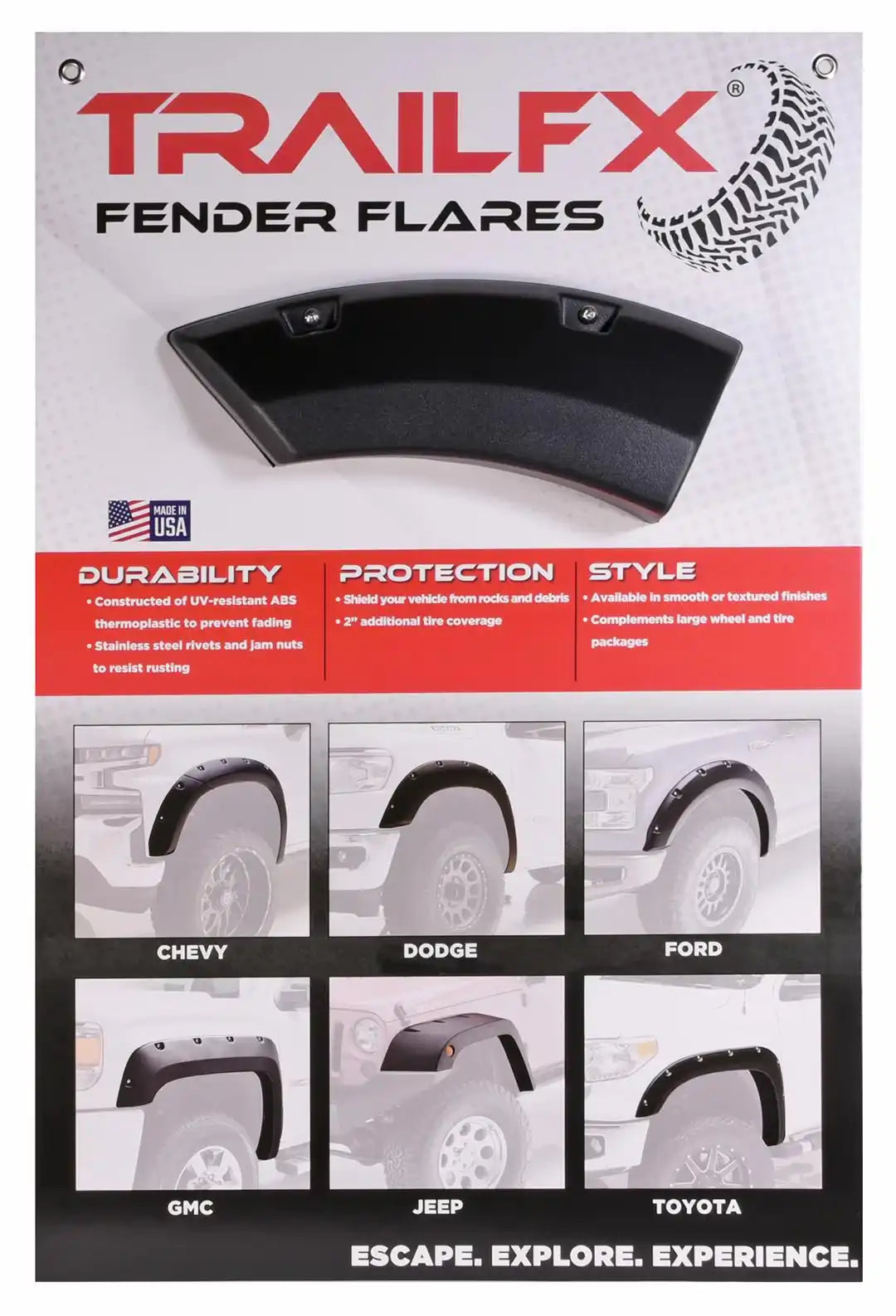 TrailFX TFXFFDISP Point Of Purchase Display Fender Flare Display with Sample