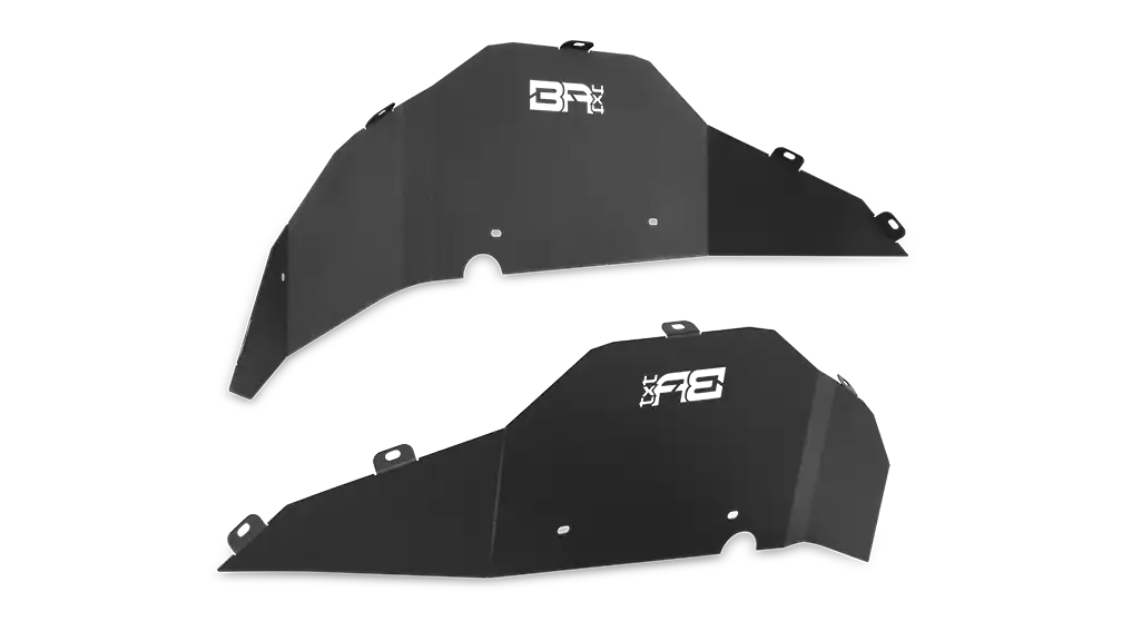 Body Armor JL-6101 Fender Well Liner Powder Coated Black Aluminum Set Of 2 With 
