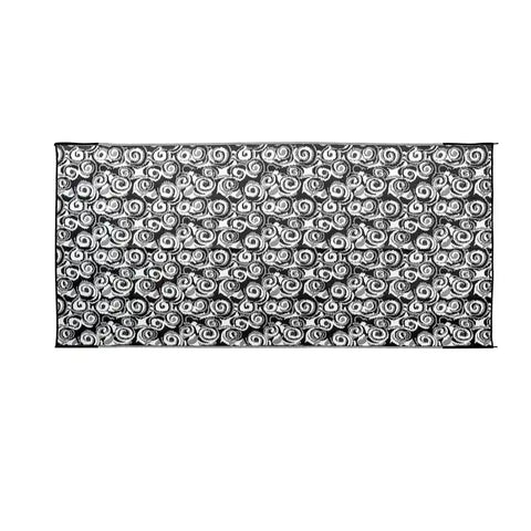 Camco 42843 Patio Mat 16 Foot x 8 Foot Charcoal Swirl Mold and Mildew Resistant Material Reversible Fabric
